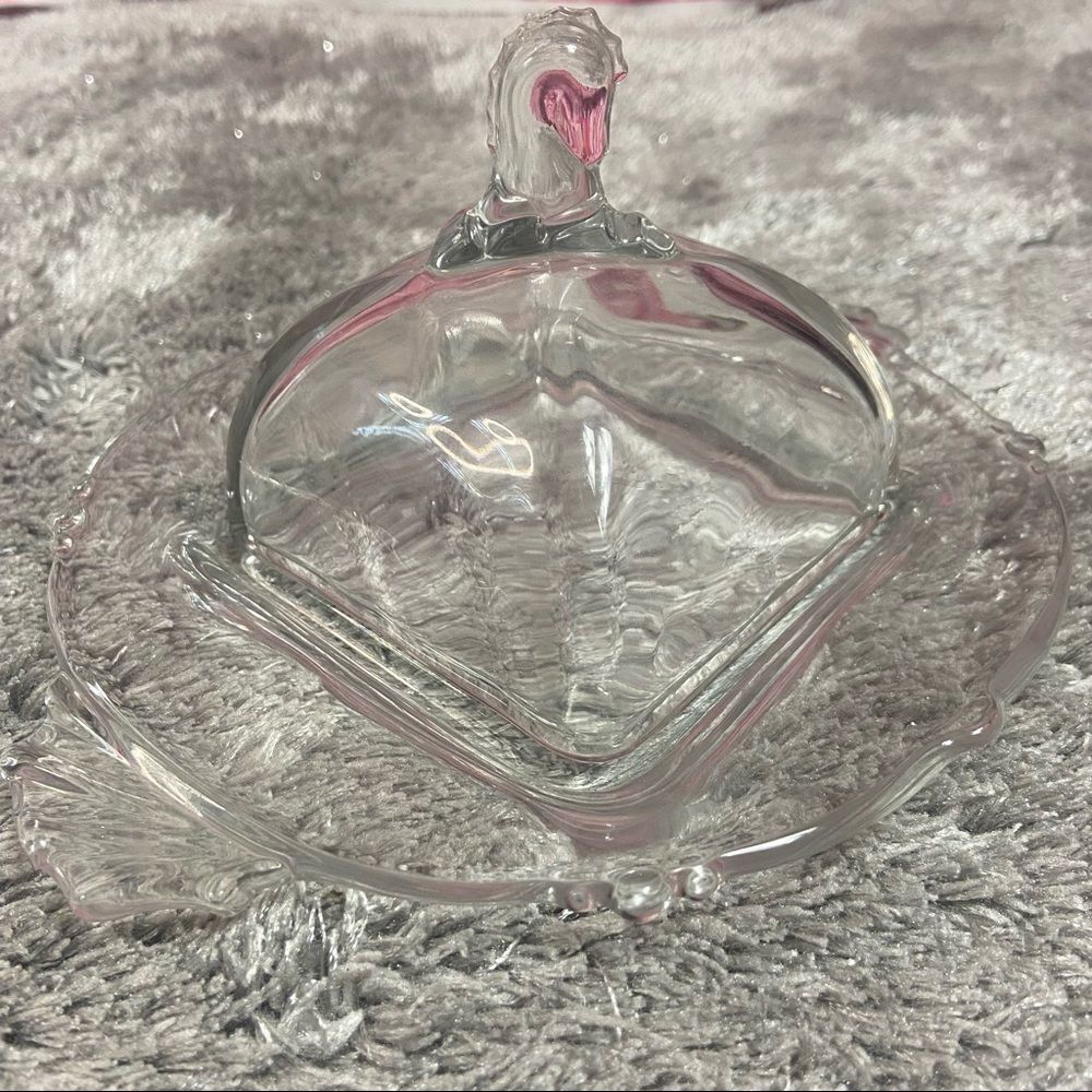 crystal waverly Heisey horse head 6” square horse head butter dosh 